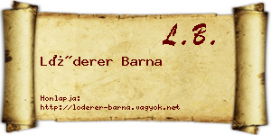 Lóderer Barna névjegykártya
